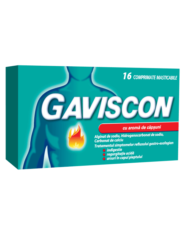 Gaviscon cu aromă de căpșuni, 16 comprimate masticabile