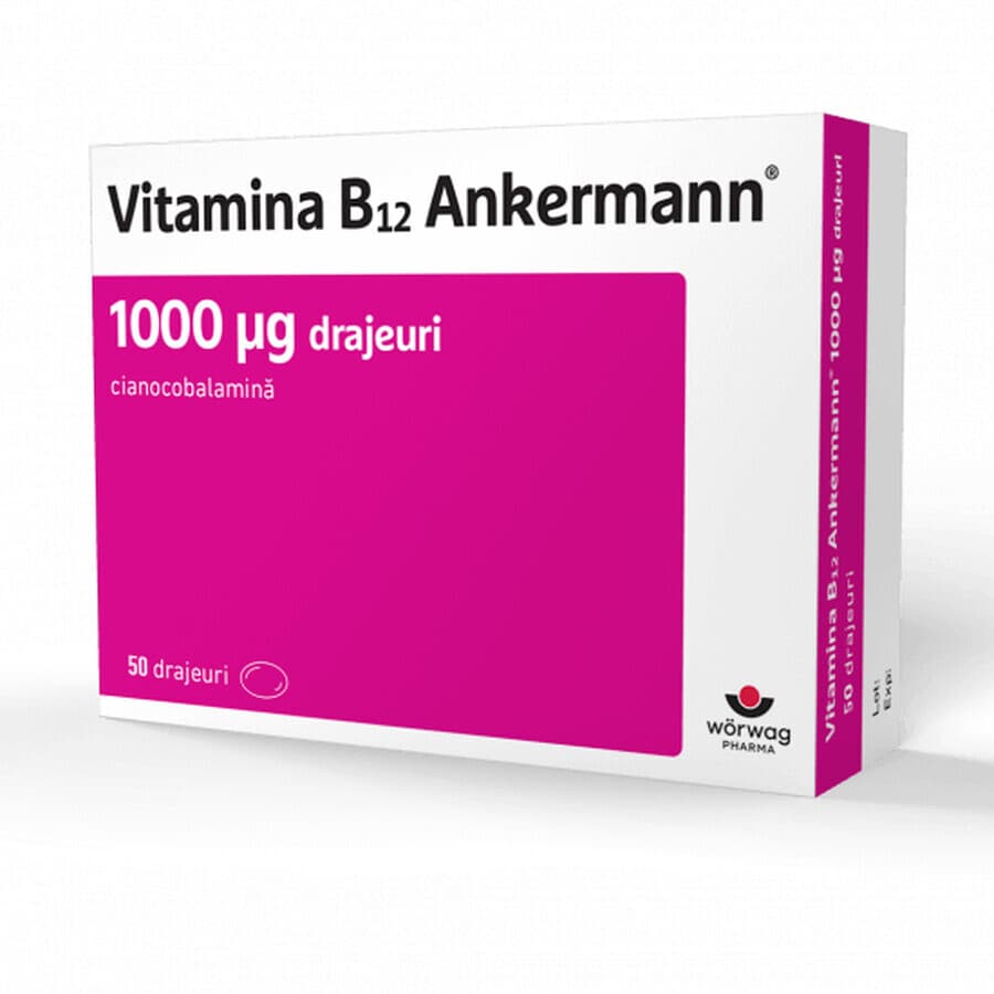 Vitamina B12 1000 mcg Ankerman 50 drajeuri