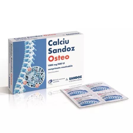 Calciu Osteo 1000mg/880UI 30 compr. masticabil Sandoz