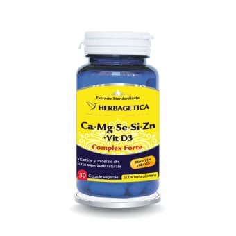 Ca+Mg+Se+Si+Zn Organice cu D3, 30 capsule, Herbagetica